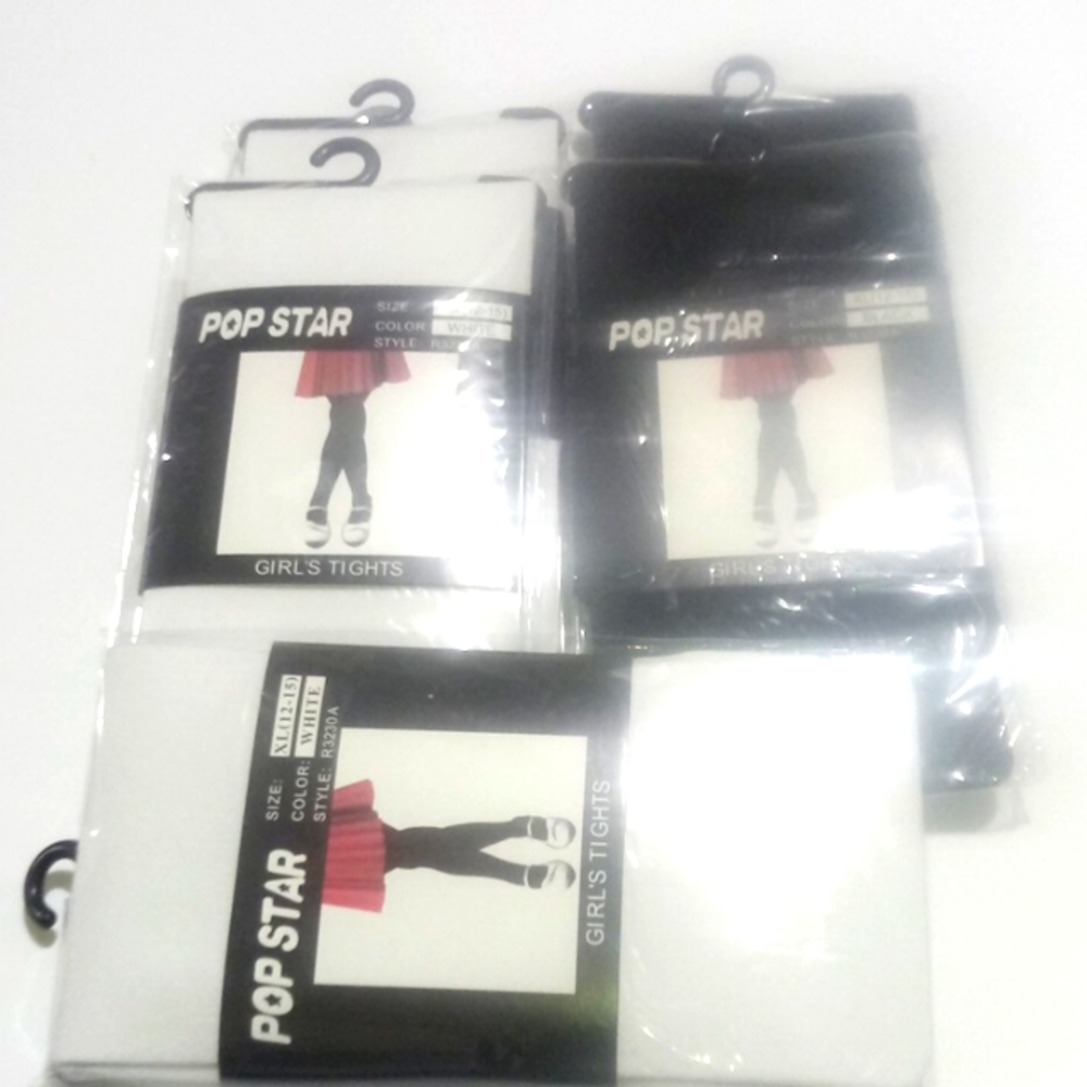 Girls tights size Xl black and white  5 packs